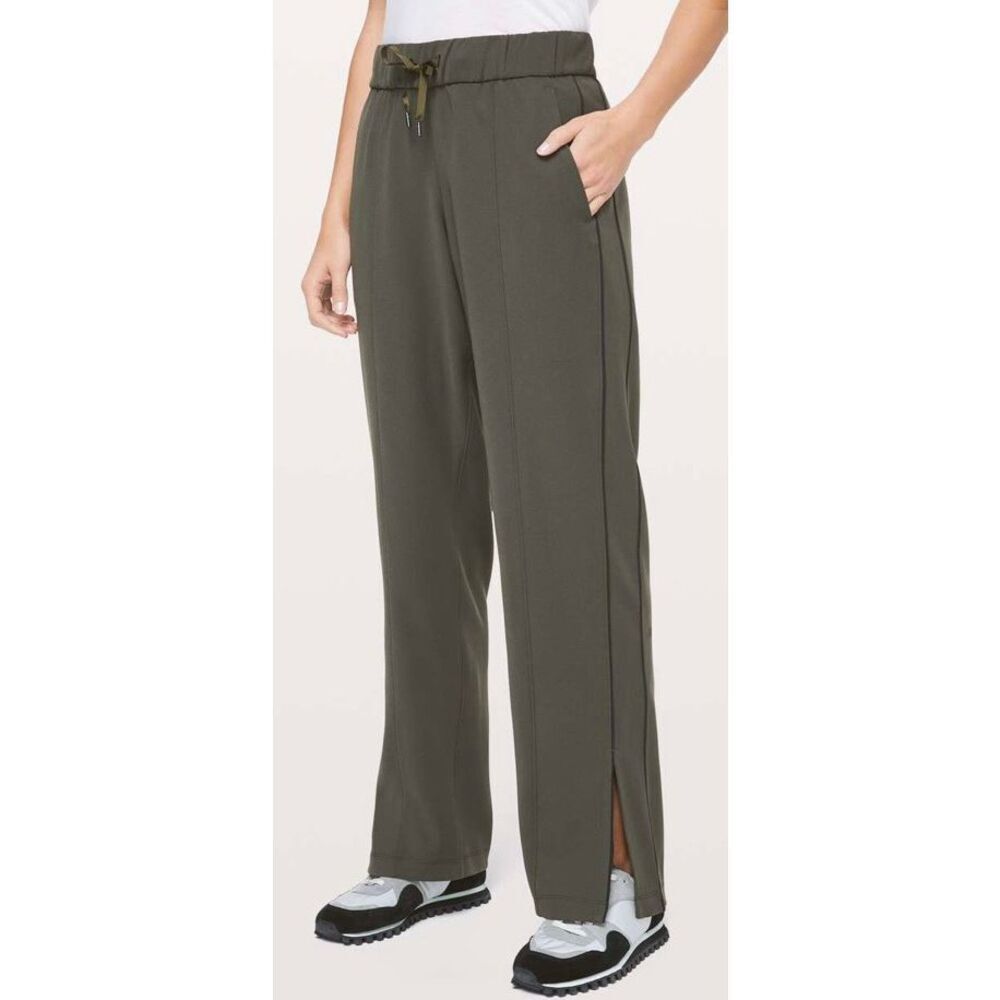 LULULEMON ON THE RIGHT TRACK olive green PANTS sz2